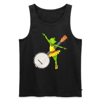 Ballett tanzender Frosch Banjo Bluegrass Musik - Männer Premium Bio Tank Top - Schwarz - Vorne - AI Model Male 178 light (178cm)