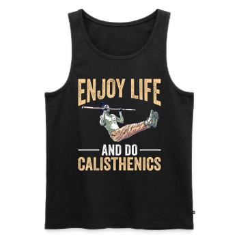 Calisthenics Körpergewicht Krafttraining - Männer Premium Bio Tank Top - Schwarz - Vorne - AI Model Male 178 light (178cm)