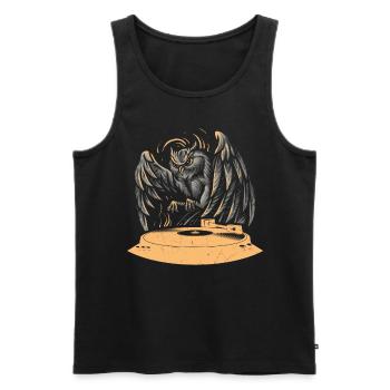 Plattenspieler Eule DJ Retro Vinyl - Männer Premium Bio Tank Top - Schwarz - Vorne - AI Model Male 178 light (178cm)