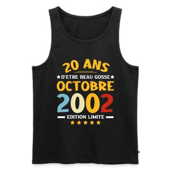 20 ans d'être beau gosse octobre 2002 Anniversaire - Débardeur bio Premium Homme - noir - Devant - AI Model Male 178 light (178cm)