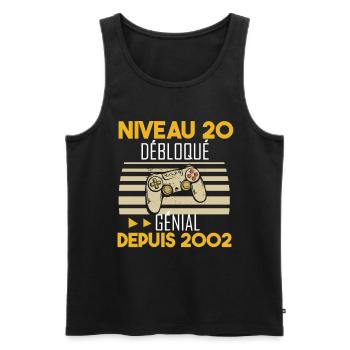 niveau 20 débloqué génial depuis 2002 - Débardeur bio Premium Homme - noir - Devant - Michal (187cm)