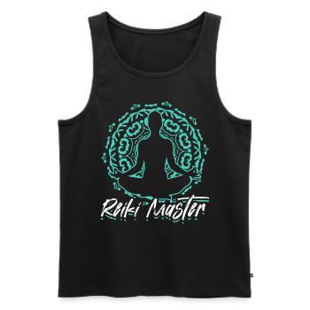 Méditation énergétique du Maître Reiki Spirituel - Débardeur bio Premium Homme - noir - Devant - AI Model Male 178 light (178cm)