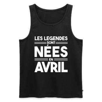 les légendes sont nées en avril - Débardeur bio Premium Homme - noir - Devant - Michal (187cm)