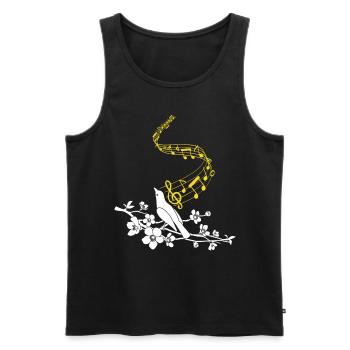 Notes de musique Oiseau chanteur mignon - Débardeur bio Premium Homme - noir - Devant - AI Model Male 178 light (178cm)