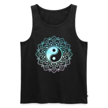 Yin Yang Lotus Mandala Maître Spirituel Reiki - Débardeur bio Premium Homme - noir - Devant - Michal (187cm)