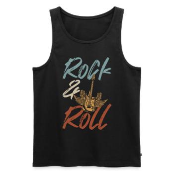 Retro Rock and Roll Musician Guitarist - Men's Premium Organic Tank Top - black - Front - AI Model Male 178 light (178cm)