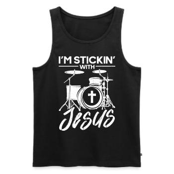 Religious Drummer Christian - Men's Premium Organic Tank Top - black - Front - Michal (187cm)