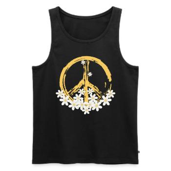 Signe de paix Daisy Hippie Gardening - Débardeur bio Premium Homme - noir - Devant - Michal (187cm)