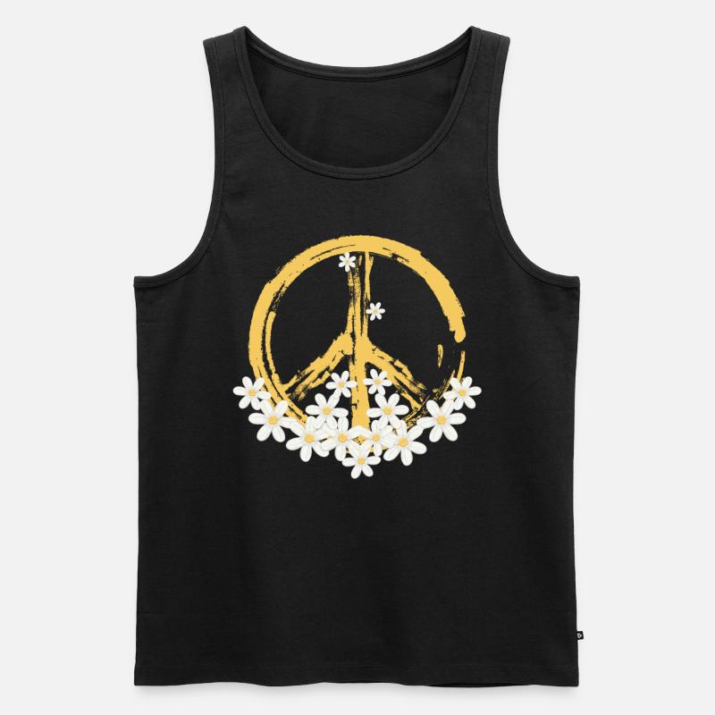 Friedenszeichen Gänseblümchen Hippie Gartenarbeit - Männer Premium Bio Tank Top - Schwarz