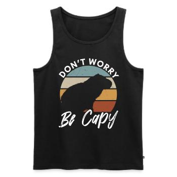 Tierliebhaber Happy Capybara - Männer Premium Bio Tank Top - Schwarz - Vorne - AI Model Male 178 light (178cm)