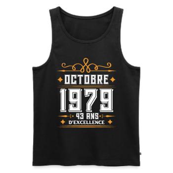 Octobre 1979 43 Ans d'excellence Anniversaire. - Débardeur bio Premium Homme - noir - Devant - Michal (187cm)