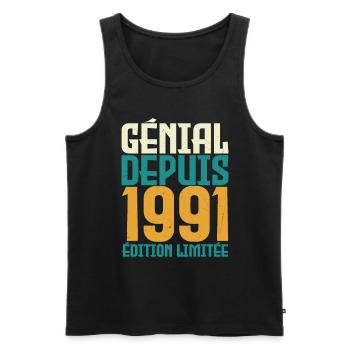 Génial depuis 1991 - Débardeur bio Premium Homme - noir - Devant - Michal (187cm)
