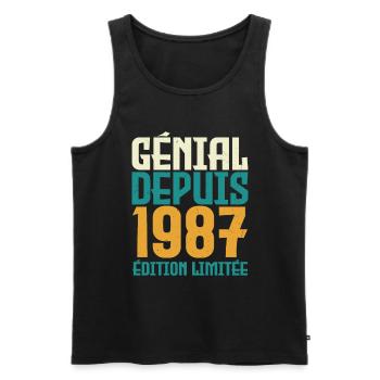 Génial depuis 1987 - Débardeur bio Premium Homme - noir - Devant - Michal (187cm)