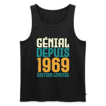 Génial depuis 1969 - Débardeur bio Premium Homme - noir - Devant - AI Model Male 178 light (178cm)