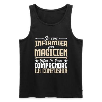 je suis Infirmier pas magicien. - Débardeur bio Premium Homme - noir - Devant - Michal (187cm)
