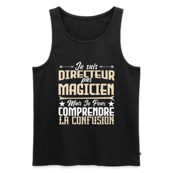 je suis Directeur pas magicien - Débardeur bio Premium Homme - noir - Devant - Michal (187cm)