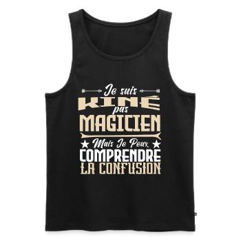Je Suis Kiné Pas Magicien - Débardeur bio Premium Homme - noir - Devant - Michal (187cm)