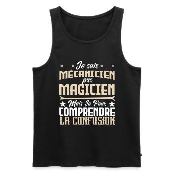 Je suis mécanicien pas magicien - Débardeur bio Premium Homme - noir - Devant - Michal (187cm)
