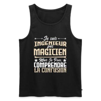 je suis Ingénieur pas magicien - Débardeur bio Premium Homme - noir - Devant - Michal (187cm)