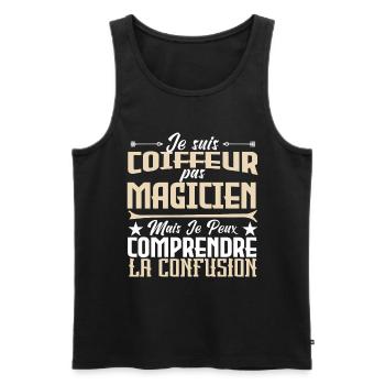 Je suis Coiffeur pas Magicien. - Débardeur bio Premium Homme - noir - Devant - AI Model Male 178 light (178cm)