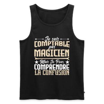 Je suis comptable pas magicienne. - Débardeur bio Premium Homme - noir - Devant - Michal (187cm)