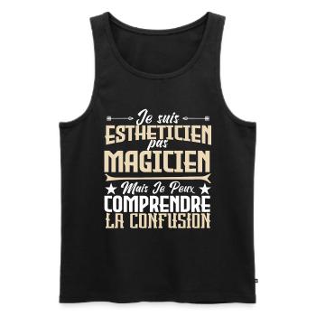Je suis Esthéticienne, pas Magicienne - Débardeur bio Premium Homme - noir - Devant - AI Model Male 178 light (178cm)