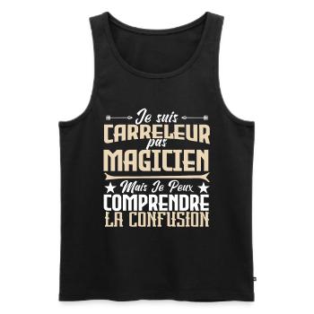 Je suis carreleur pas magicien - Débardeur bio Premium Homme - noir - Devant - AI Model Male 178 light (178cm)
