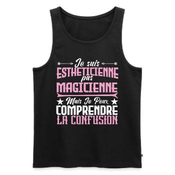 Je suis Esthéticienne, pas Magicienne - Débardeur bio Premium Homme - noir - Devant - AI Model Male 178 light (178cm)