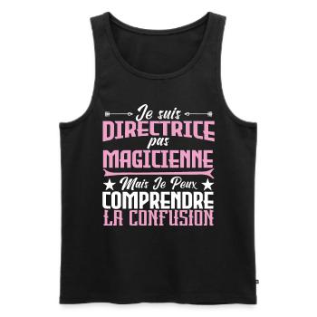 je suis Directrice pas magicien - Débardeur bio Premium Homme - noir - Devant - Michal (187cm)