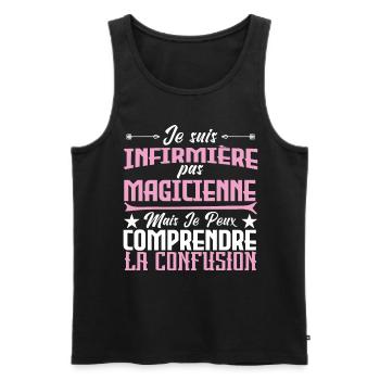 humour je suis infirmière pas magicienne - Débardeur bio Premium Homme - noir - Devant - Michal (187cm)