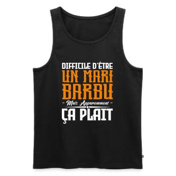 mari barbu, citations barbe, cadeau mari - Débardeur bio Premium Homme - noir - Devant - Michal (187cm)