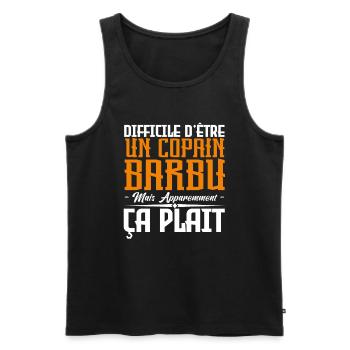 copain barbu, citations barbe, cadeau copain - Débardeur bio Premium Homme - noir - Devant - Michal (187cm)