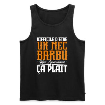 mec barbu, citations barbe, cadeau mec - Débardeur bio Premium Homme - noir - Devant - Michal (187cm)