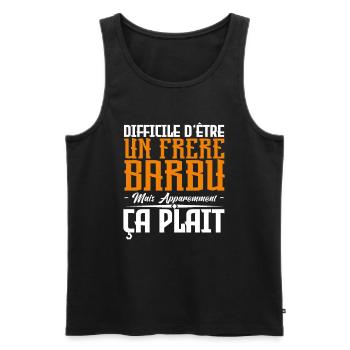 frère barbu, citations barbe, Idée cadeau frère. - Débardeur bio Premium Homme - noir - Devant - Michal (187cm)