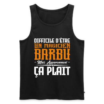 magicien barbu, citations barbe, cadeau magicien - Débardeur bio Premium Homme - noir - Devant - Michal (187cm)