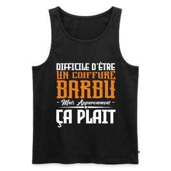 coiffure barbu, citations barbe, cadeau coiffure - Débardeur bio Premium Homme - noir - Devant - Michal (187cm)