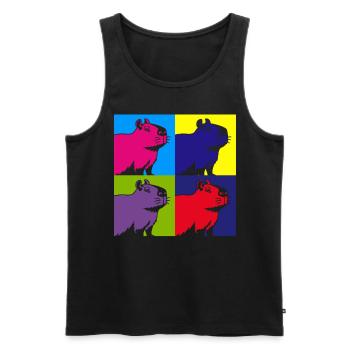 Capybara Nagetier Tier Bunte Capybaras - Männer Premium Bio Tank Top - Schwarz - Vorne - AI Model Male 178 light (178cm)