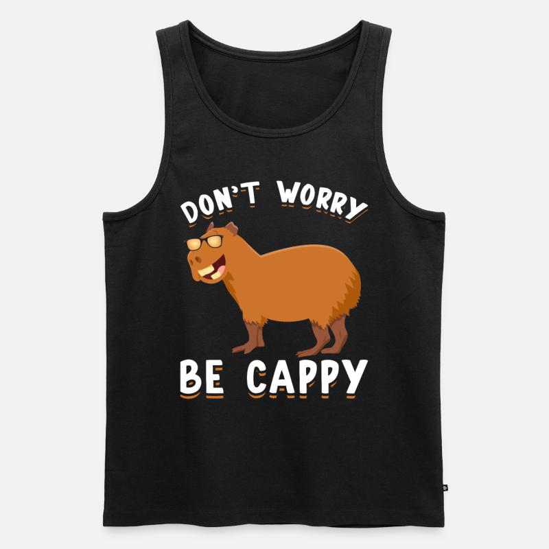 Happy Capybara Funny Rodent Capybaras - Débardeur bio Premium Homme - noir