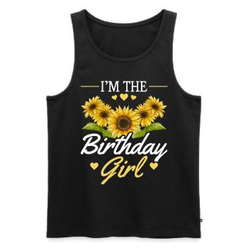 Anniversaire Fille Tournesol Fille Fleur - Débardeur bio Premium Homme - noir - Devant - Michal (187cm)