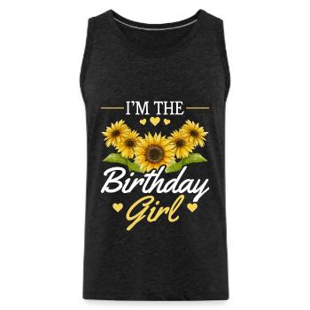 Geburtstag Mädchen Sonnenblume Mädchen Blume - Männer Premium Bio Tank Top - Anthrazit - Vorne - Alexander (188cm)