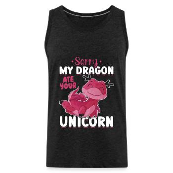 Dragon Lovers Funny Unicorn Joke - Men's Premium Organic Tank Top - charcoal grey - Front - Alexander (188cm)