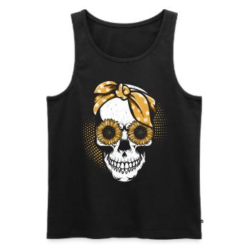 Crâne Tournesol Mère jardinage Mère - Débardeur bio Premium Homme - noir - Devant - Michal (187cm)