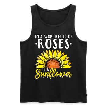 Jardin Tournesols Femmes Jardinage Fleurs - Débardeur bio Premium Homme - noir - Devant - Michal (187cm)