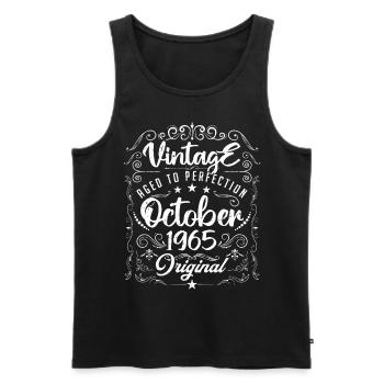 Vintage born in October 1965. - Men's Premium Organic Tank Top - black - Front - Michal (187cm)