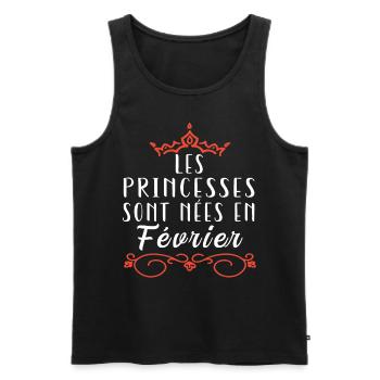 les princesses sont nées en février. Cadeau annive - Débardeur bio Premium Homme - noir - Devant - Michal (187cm)