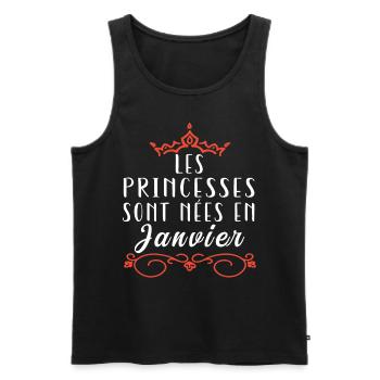les princesses sont nées en Janvier. Cadeau annive - Débardeur bio Premium Homme - noir - Devant - Michal (187cm)