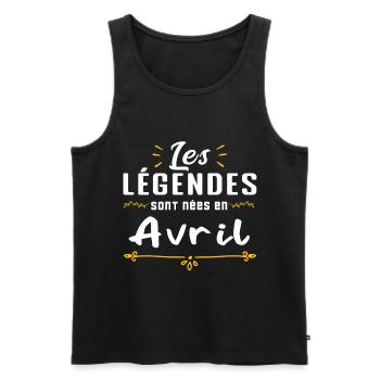 Les légendes sont nées en Avril. cadeau annive - Débardeur bio Premium Homme - noir - Devant - Michal (187cm)