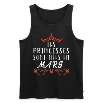 les princesses sont nées en Mars. Cadeau annive - Débardeur bio Premium Homme - noir - Devant - Michal (187cm)