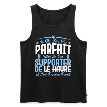 je ne suis pas parfait, supporteur de Le Havre. - Débardeur bio Premium Homme - noir - Devant - Michal (187cm)