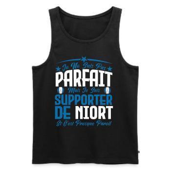 je ne suis pas parfait, supporteur de Niort . - Débardeur bio Premium Homme - noir - Devant - Michal (187cm)